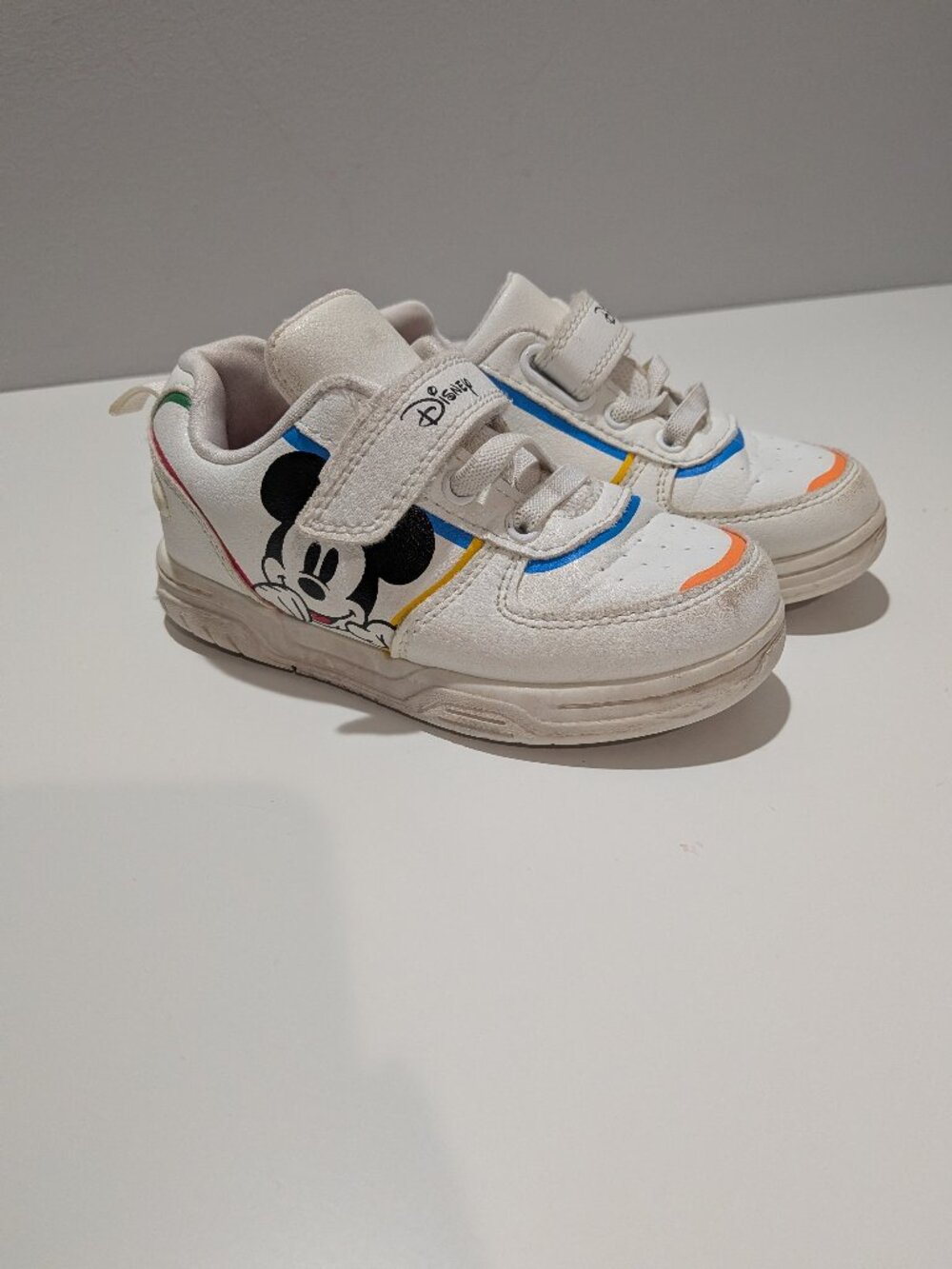 Disney Mickey Mouse Kids Mickey Court Faux Leather Sneakers White Size 10M